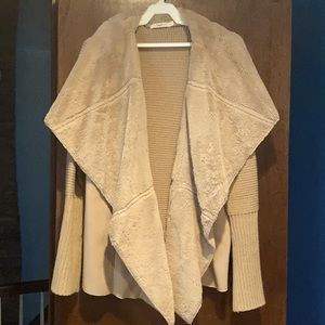 Hazel Gia faux fur cardigan sweater